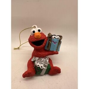 Sesame Street Elmo Christmas Ornament Sitting On Gifts Star Vintage